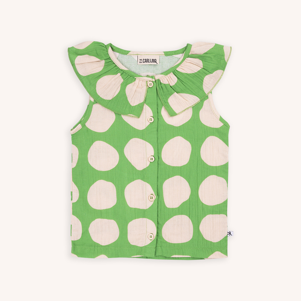 CarlijnQ Super dots | Big collar blouse with print