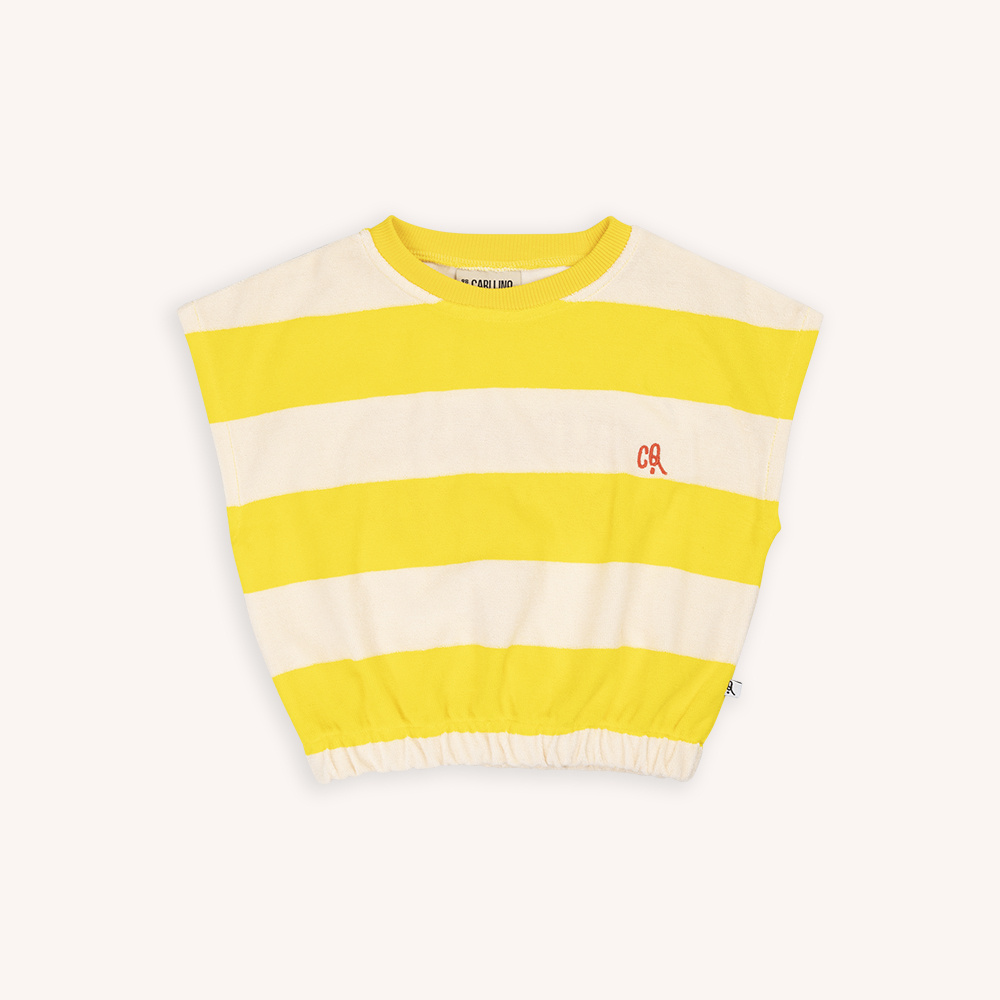 CarlijnQ Stripes yellow | Balloon top with embroidery