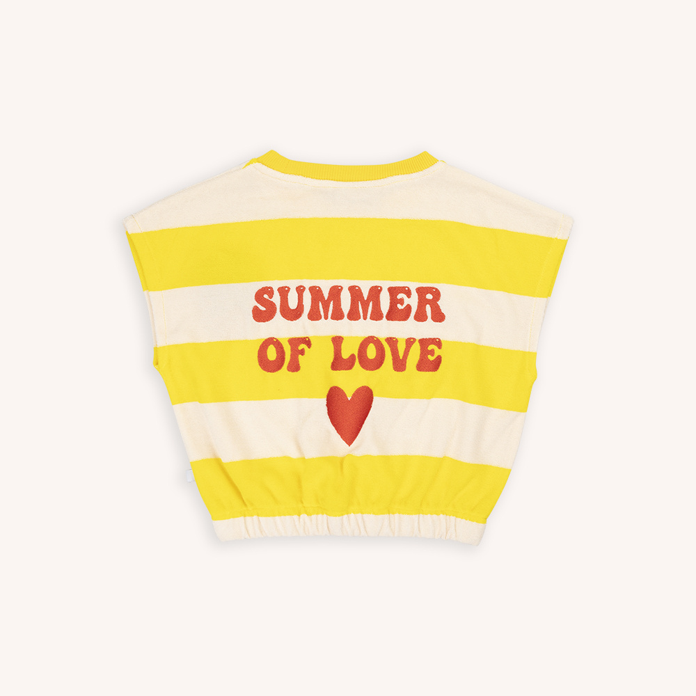 CarlijnQ Stripes yellow | Balloon top with embroidery