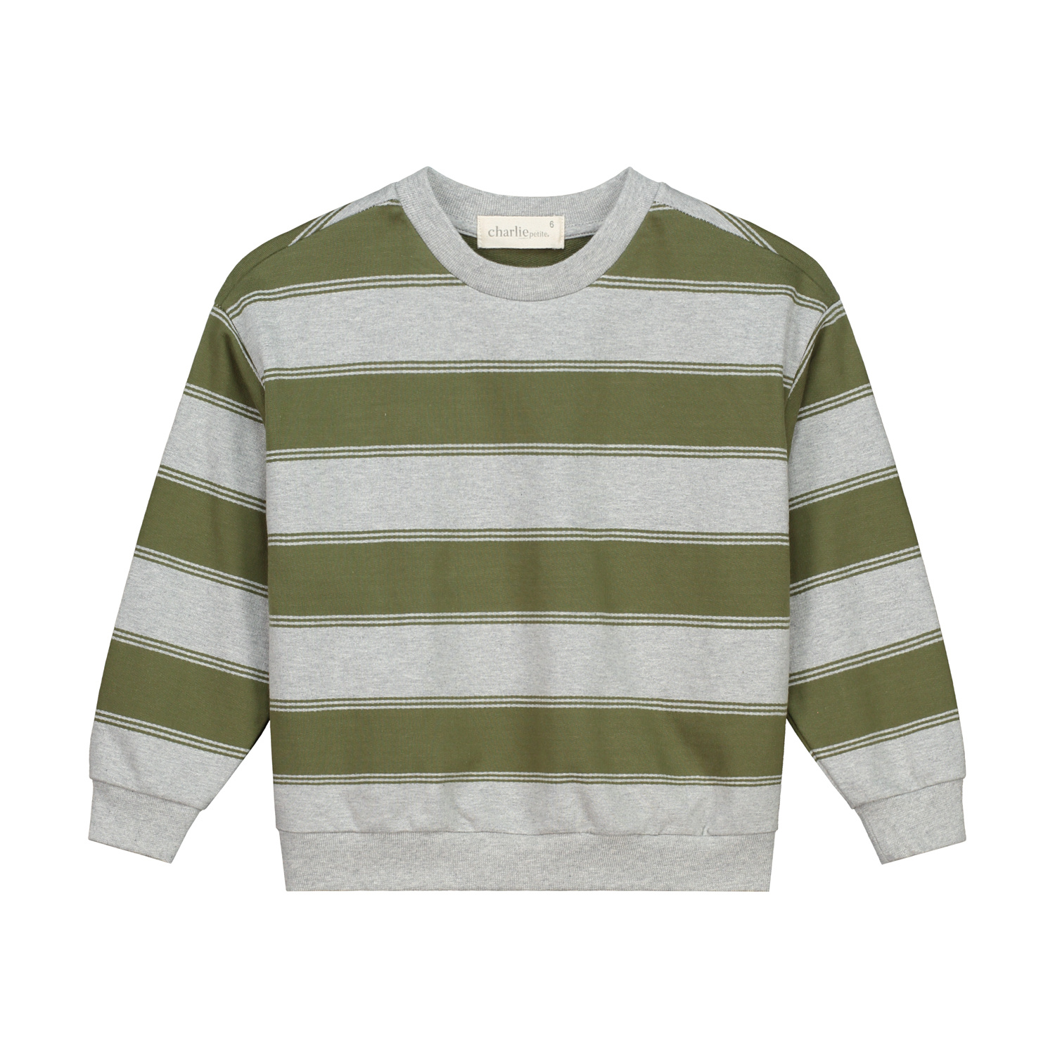 Charlie Petite Isac sweater | Grey melange green stripe