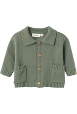 Lil Atelier Theo Loose Knit  Cardiagan  | Agave Green