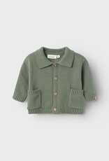 Lil Atelier Theo Loose Knit  Cardiagan  | Agave Green