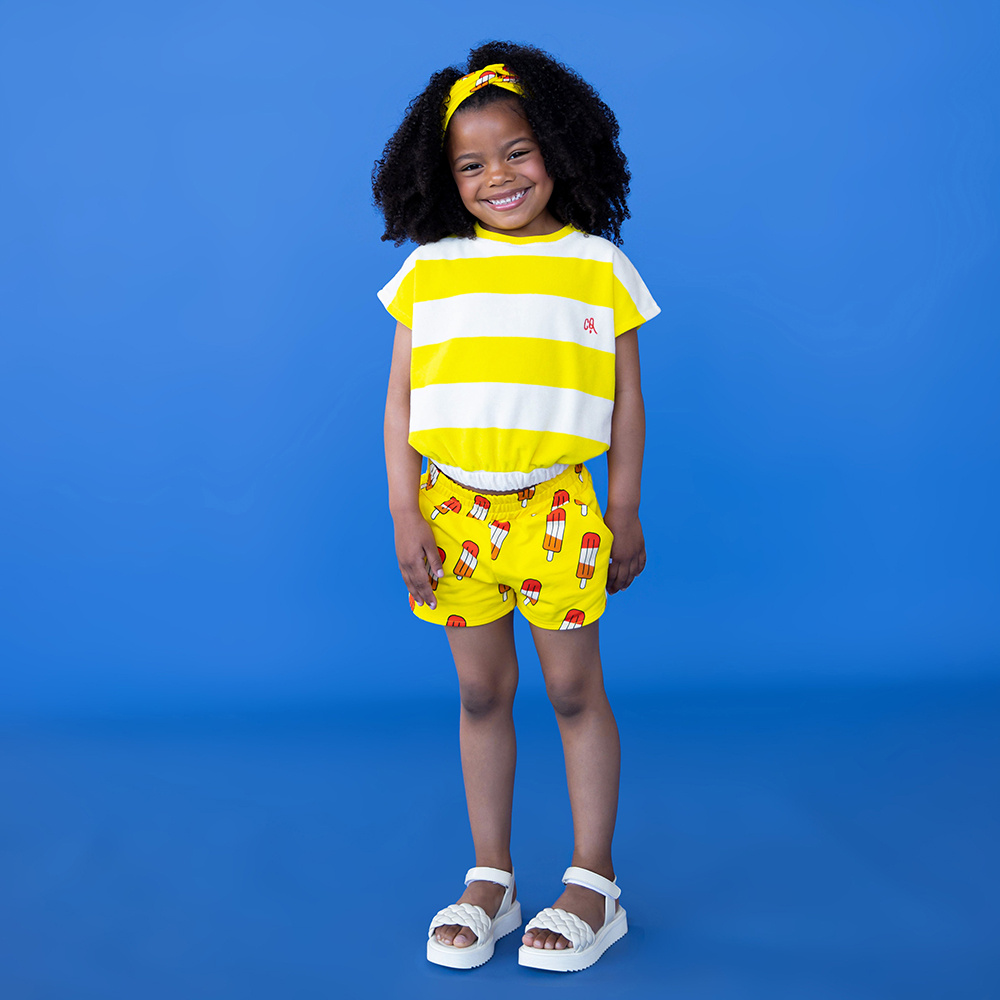 CarlijnQ Stripes yellow | Balloon top with embroidery