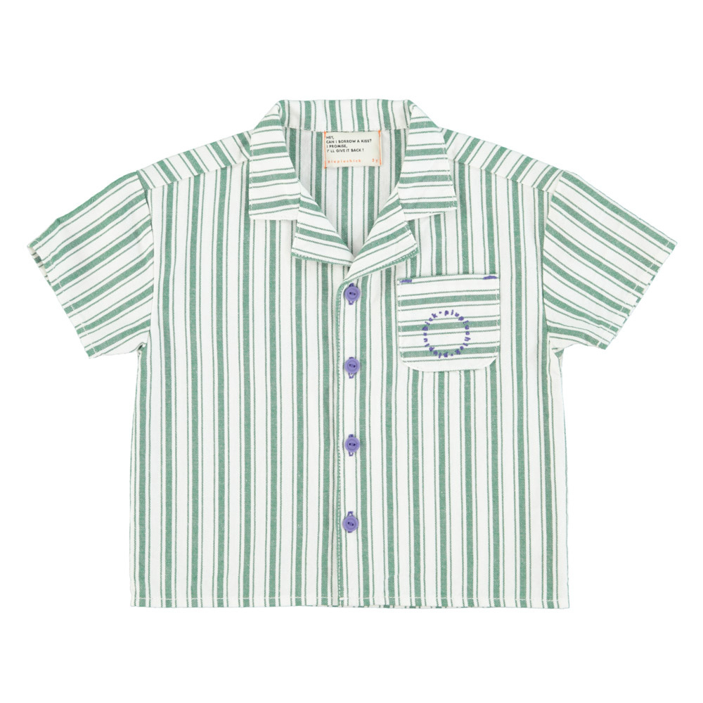 piupiuchick Hawaiian Shirt | White w/ Large Green Stripes