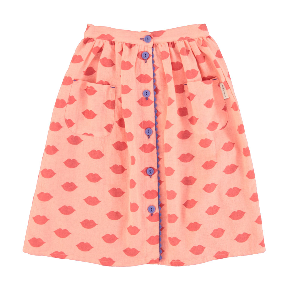 piupiuchick Long Skirt w/ Front Pockets | Pink w/ Red Lips