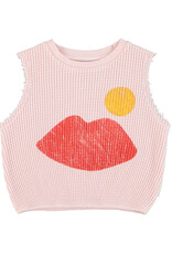 piupiuchick Sleeveless Top | Light Pink w/ Lips Print