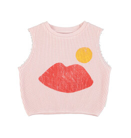 piupiuchick Sleeveless Top | Light Pink w/ Lips Print