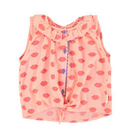 piupiuchick Sleeveless Shirt w/ Collar | Pink w/ Red Lips