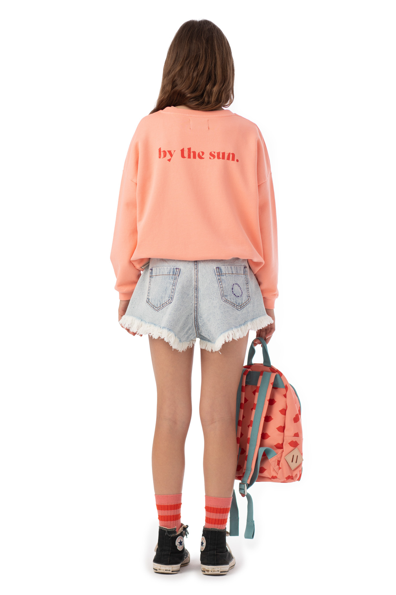 piupiuchick Sweatshirt | Coral w/ Lips Print