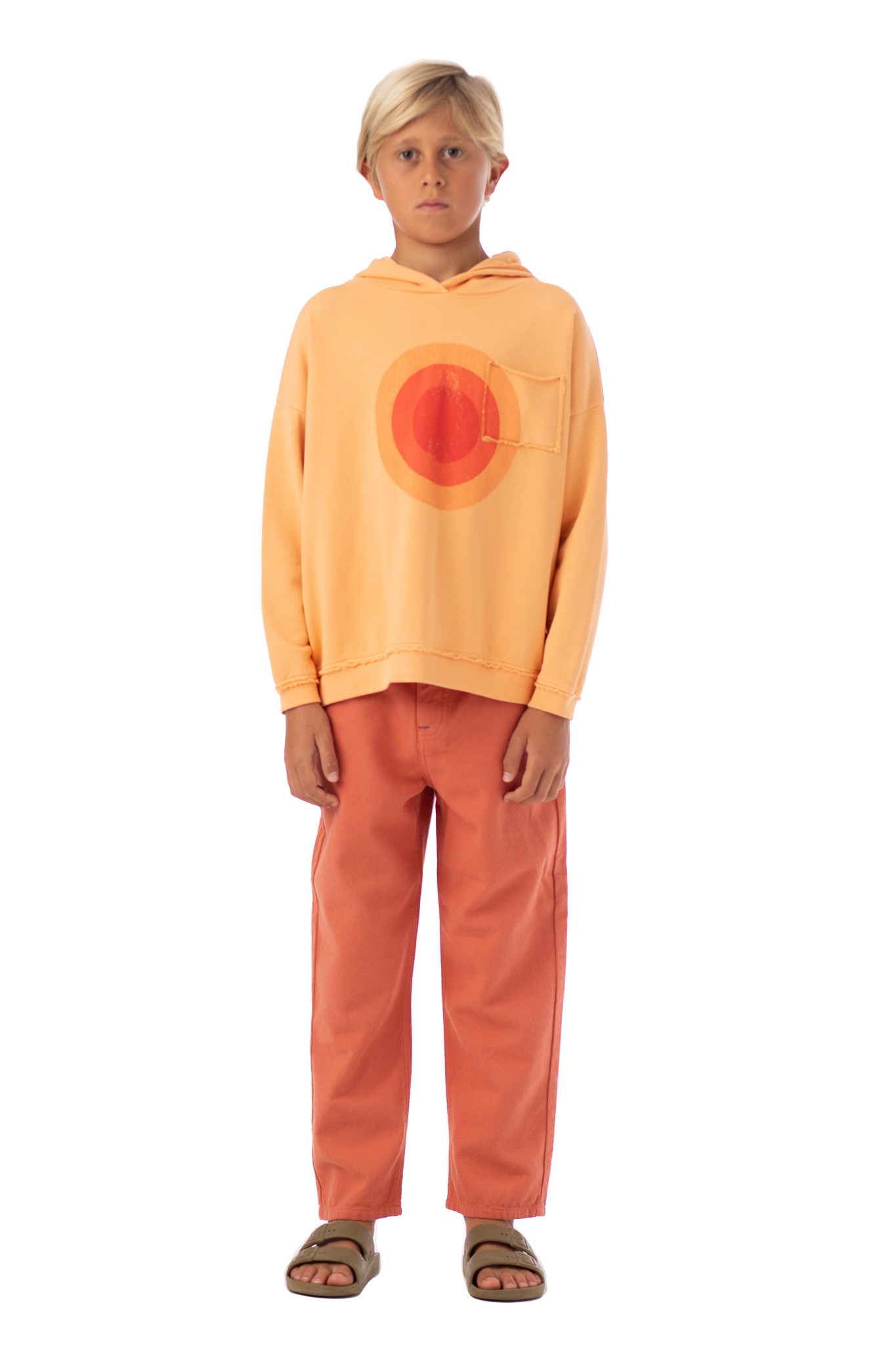 piupiuchick Hooded Sweatshirt | Peach w/ Multicolor Circles Print