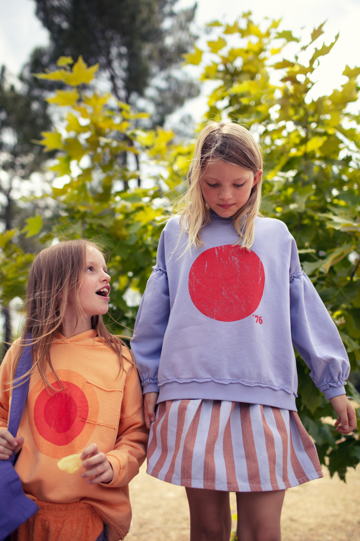 piupiuchick Sweatshirt w/ Balloon Sleeves | Lavender w/ Red Circle Print