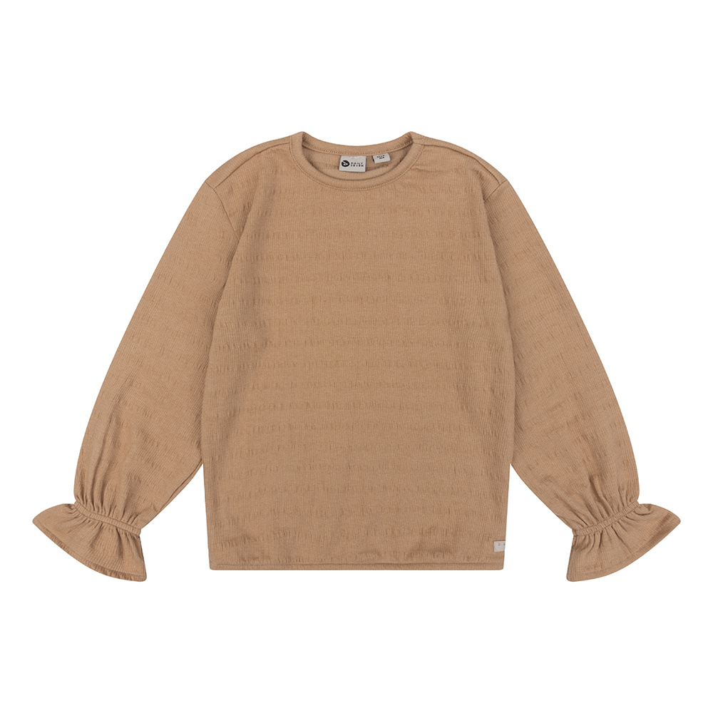 Daily Seven T-shirt Longsleeve Rib Structure | Camel Sand