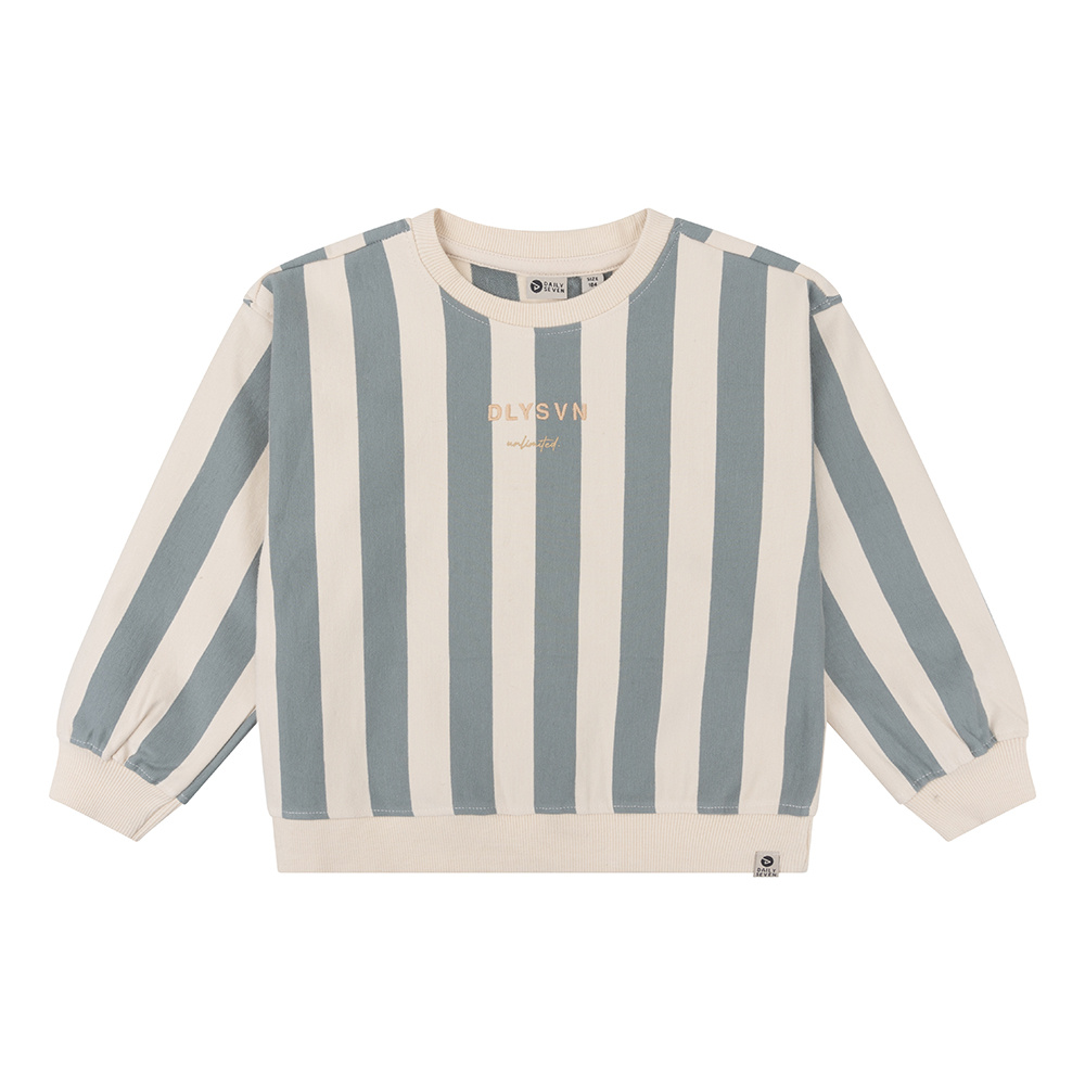 Daily Seven Organic Sweater Oversized Stripe | Stone Green