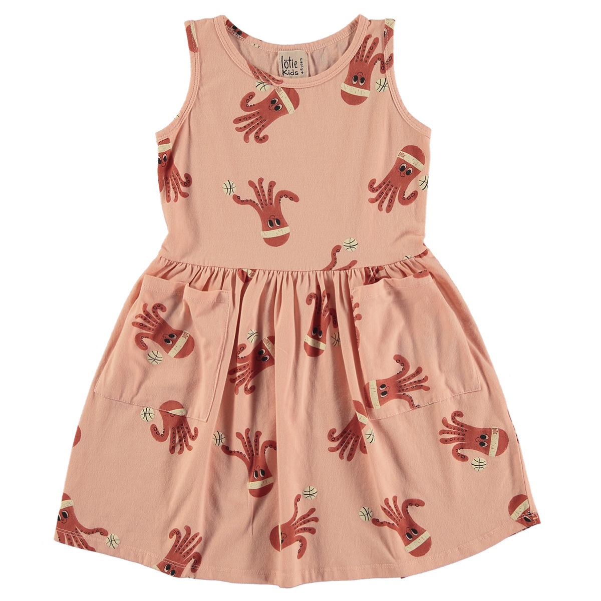 Lötie kids Dress Sleeveless Pockets Octopuses | Salmon Rose