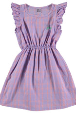 Lötie kids Ruffle Sleeve Woven Dress Checks+Butterfly | Mauve