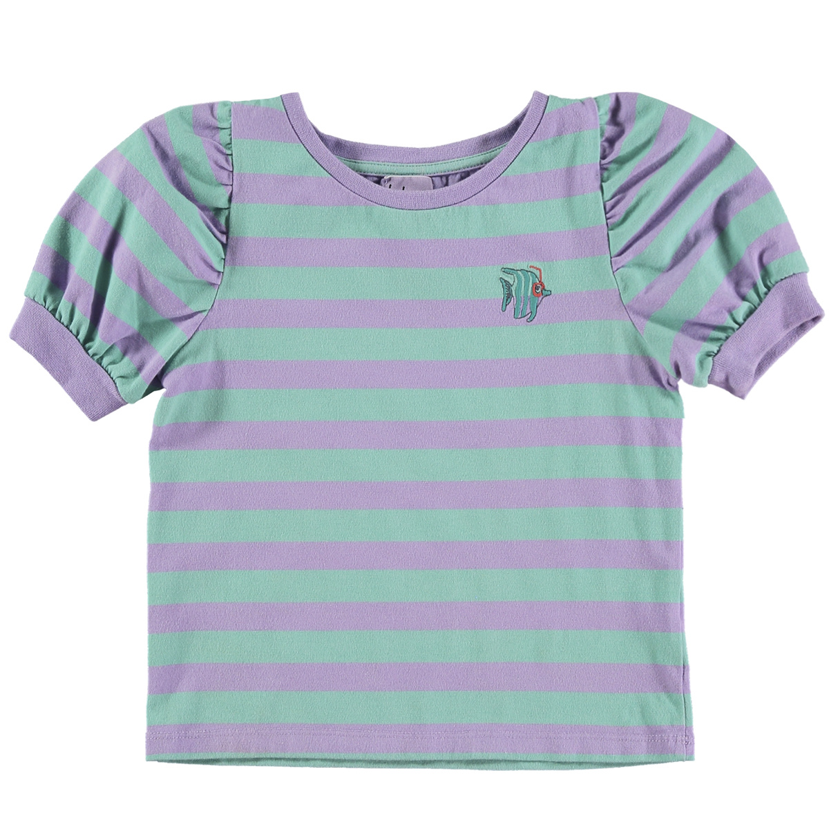 Lötie kids Textured Blouse Tee Stripes+Fish | Mauve