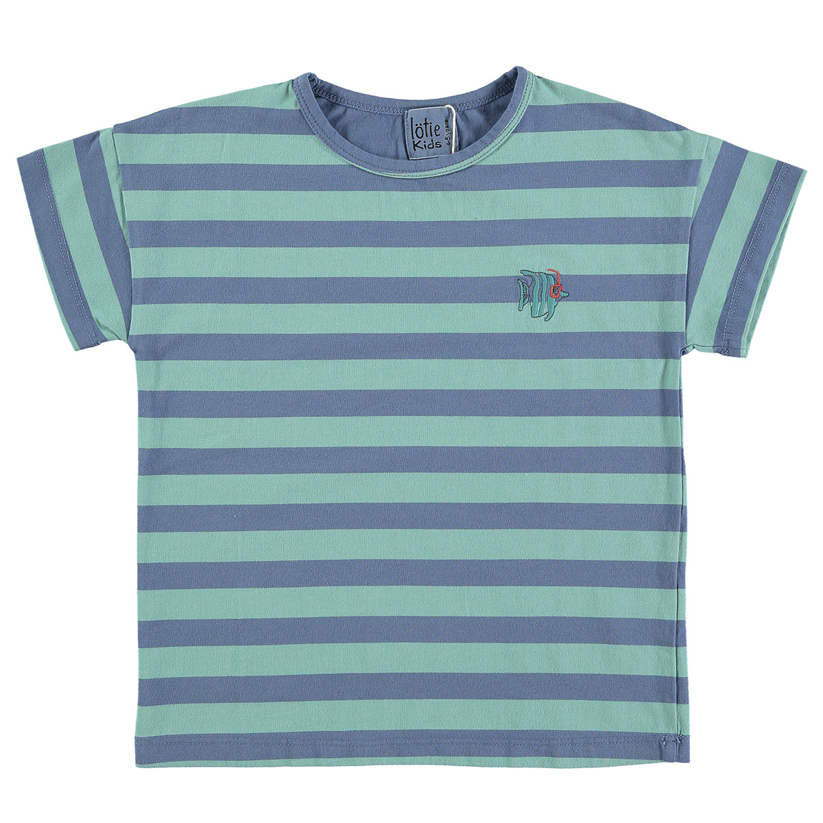 Lötie kids T-shirt Short Sleeve Stripes+Fish | Blue