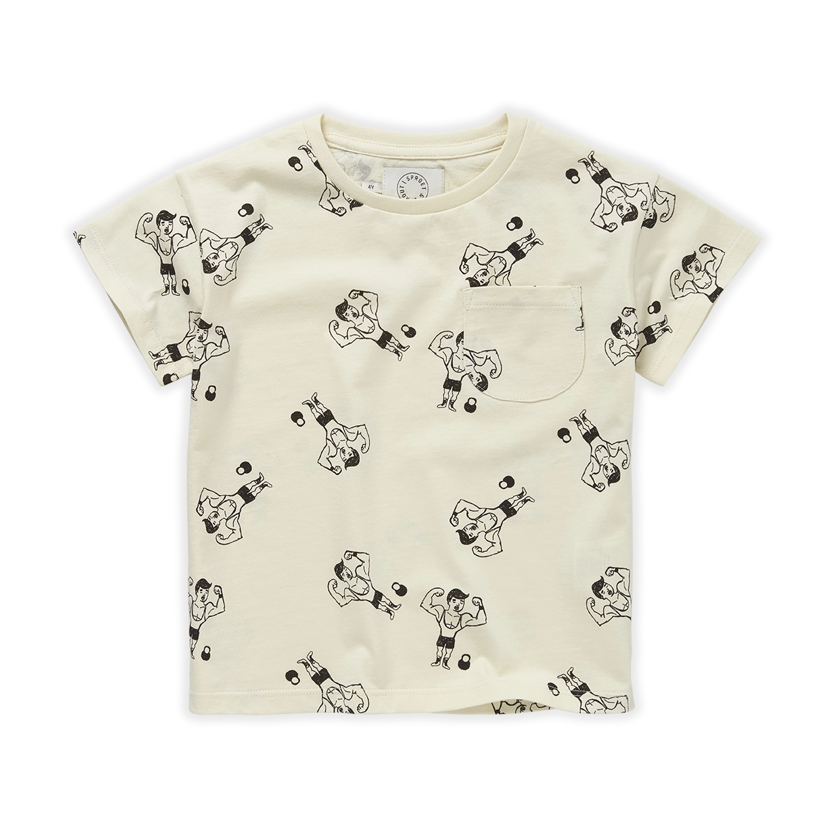 Sproet & Sprout T-shirt pocket Strong Man Print | Pear