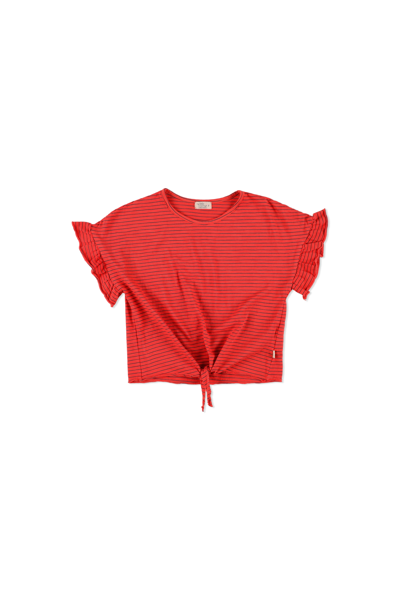 My Little Cozmo Organic Slub Navy Stripe Knot T-shirt | Pink Ruby