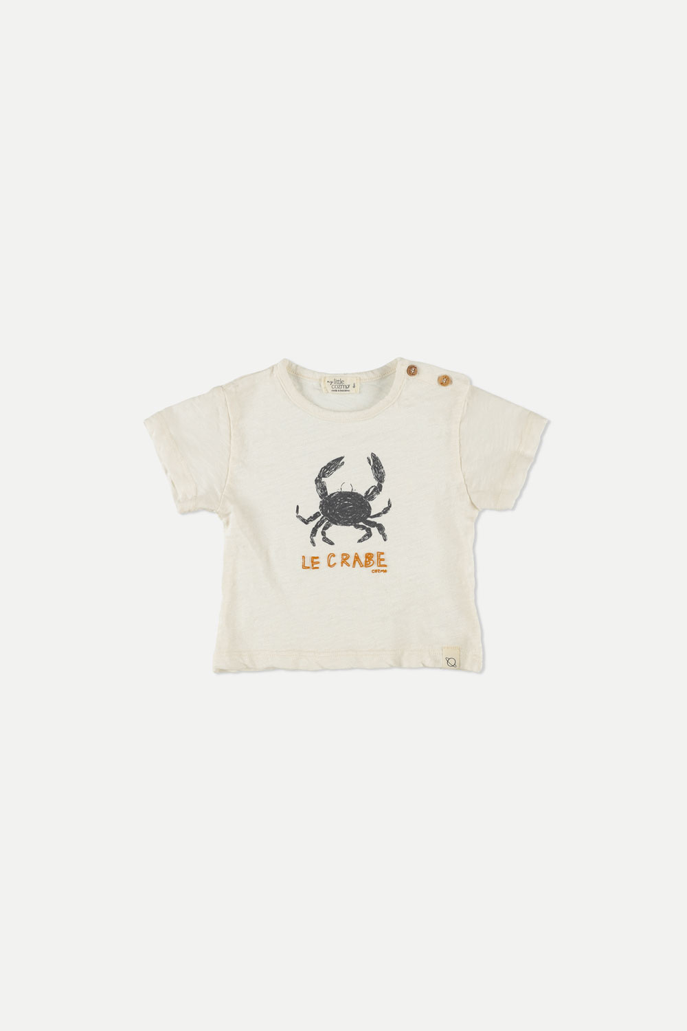 My Little Cozmo Organic Light Slub Print  Crabe Baby T-shirt | Ivory