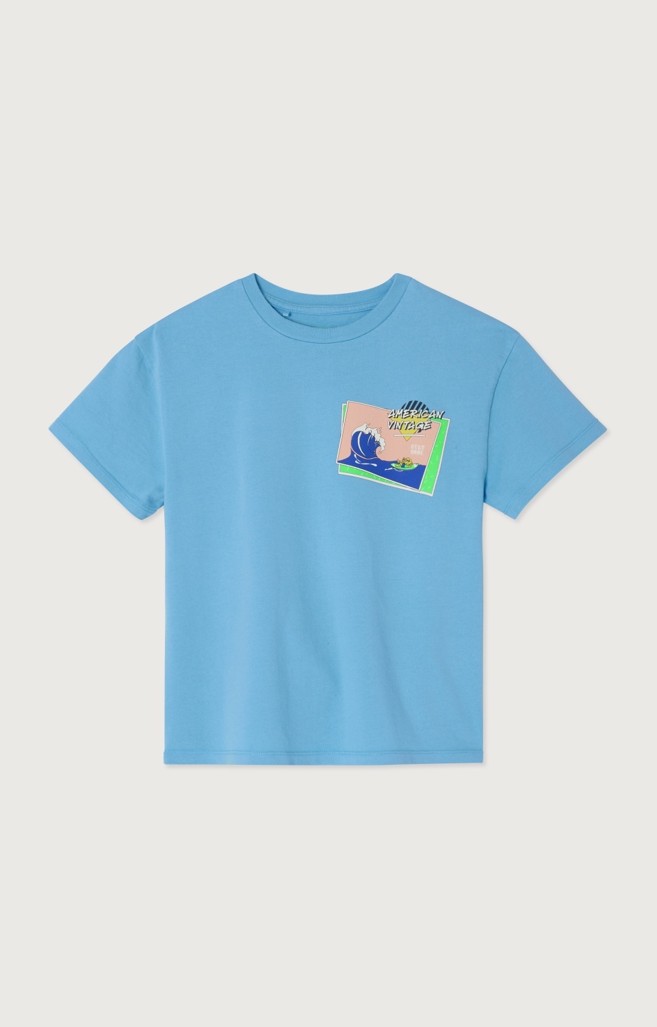 American Vintage Kids T-shirt Fizvalley | Vintage Azur Blue