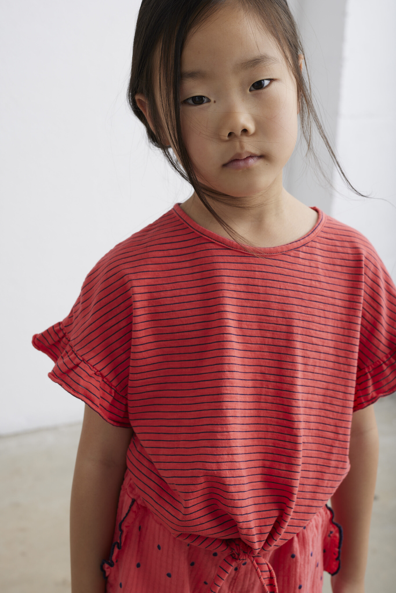 My Little Cozmo Organic Slub Navy Stripe Knot T-shirt | Pink Ruby