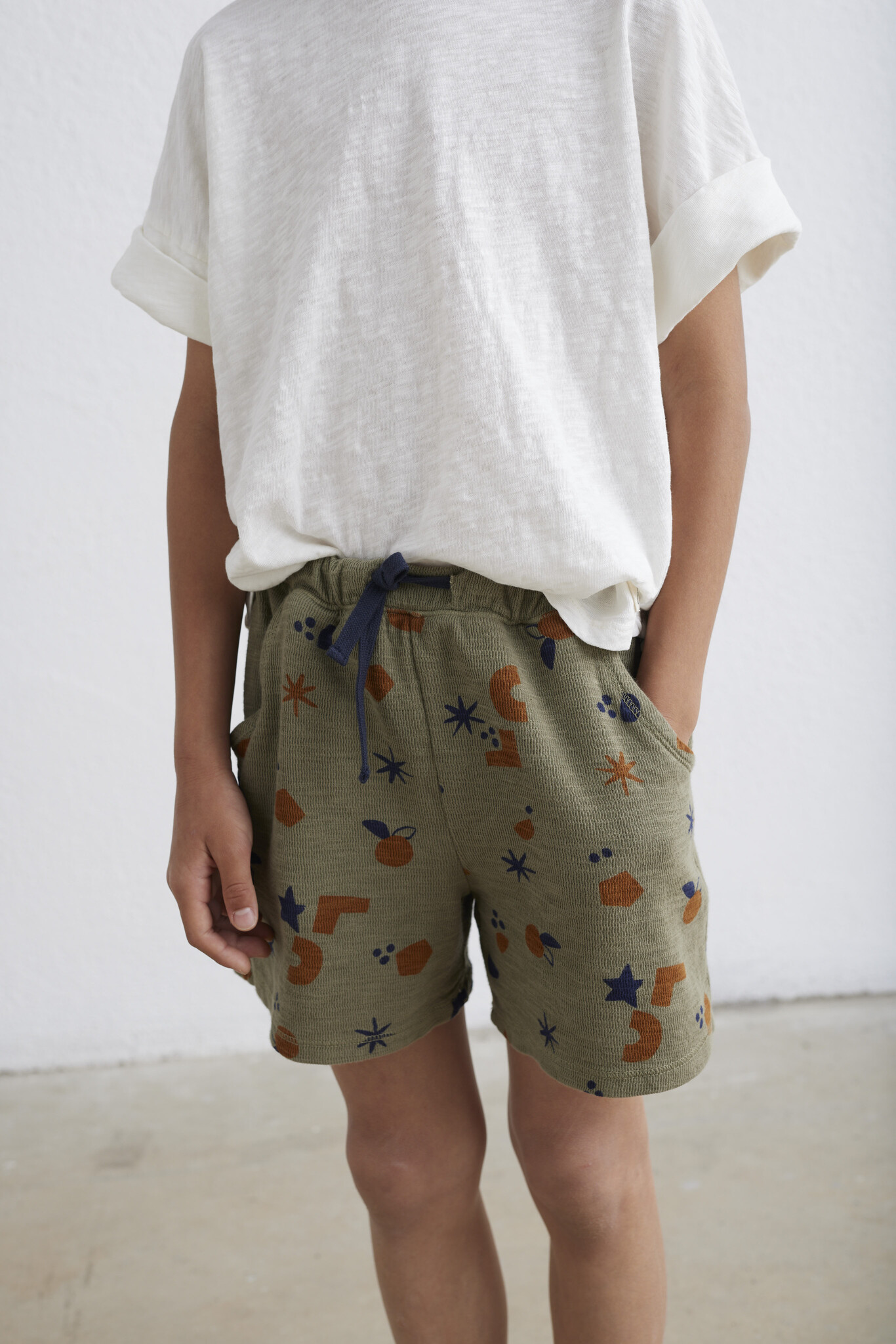 My Little Cozmo Organic Double Face Shapes Shorts | Khaki