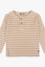 Daily Seven T-shirt Longsleev Grandad Ribe Stripe | Cream