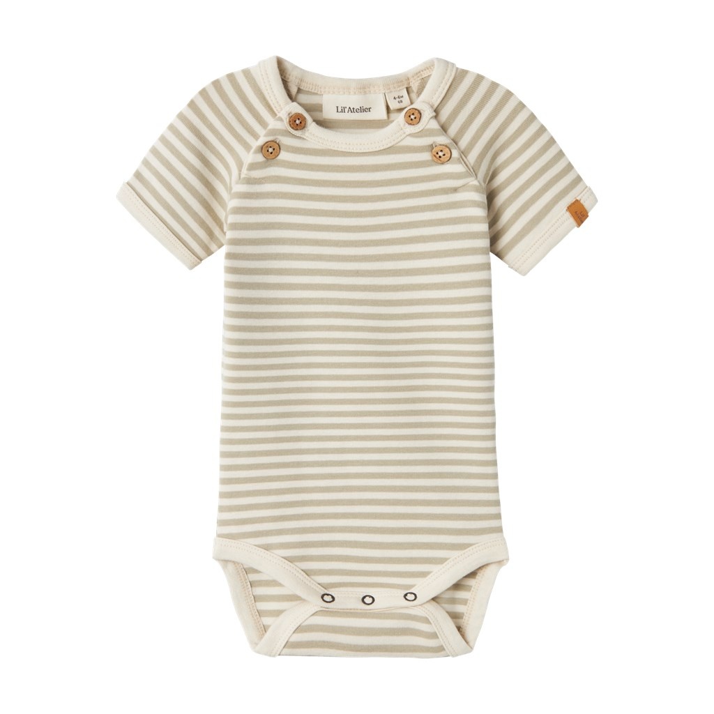 Lil Atelier Geo Fon SS Body | Moss Gray