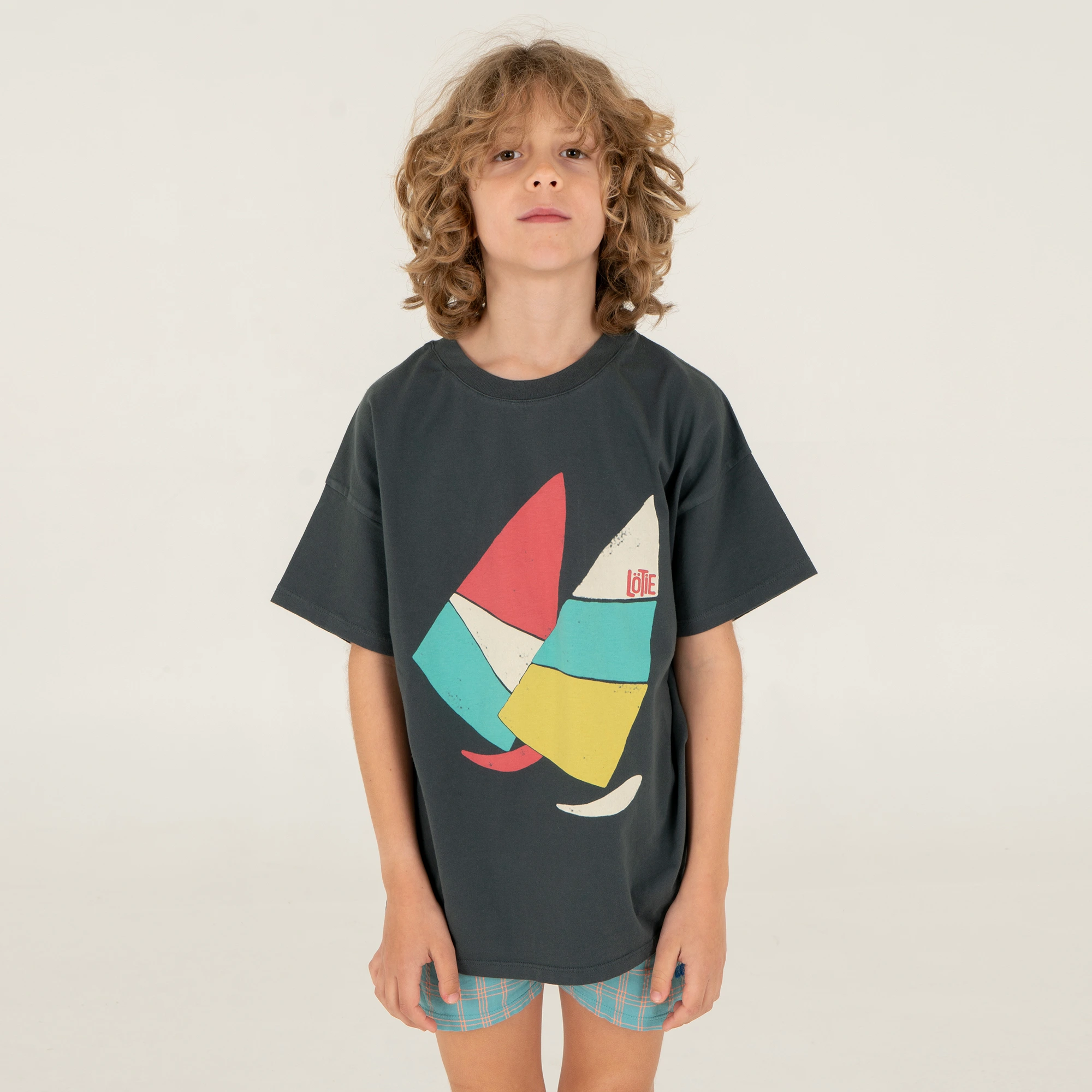 Lötie kids Wide Fit T-shirt Windsurf | Anthracita