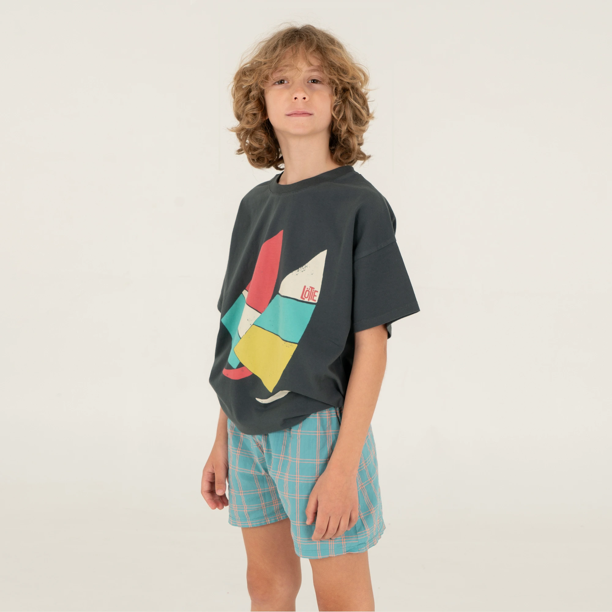Lötie kids Wide Fit T-shirt Windsurf | Anthracita