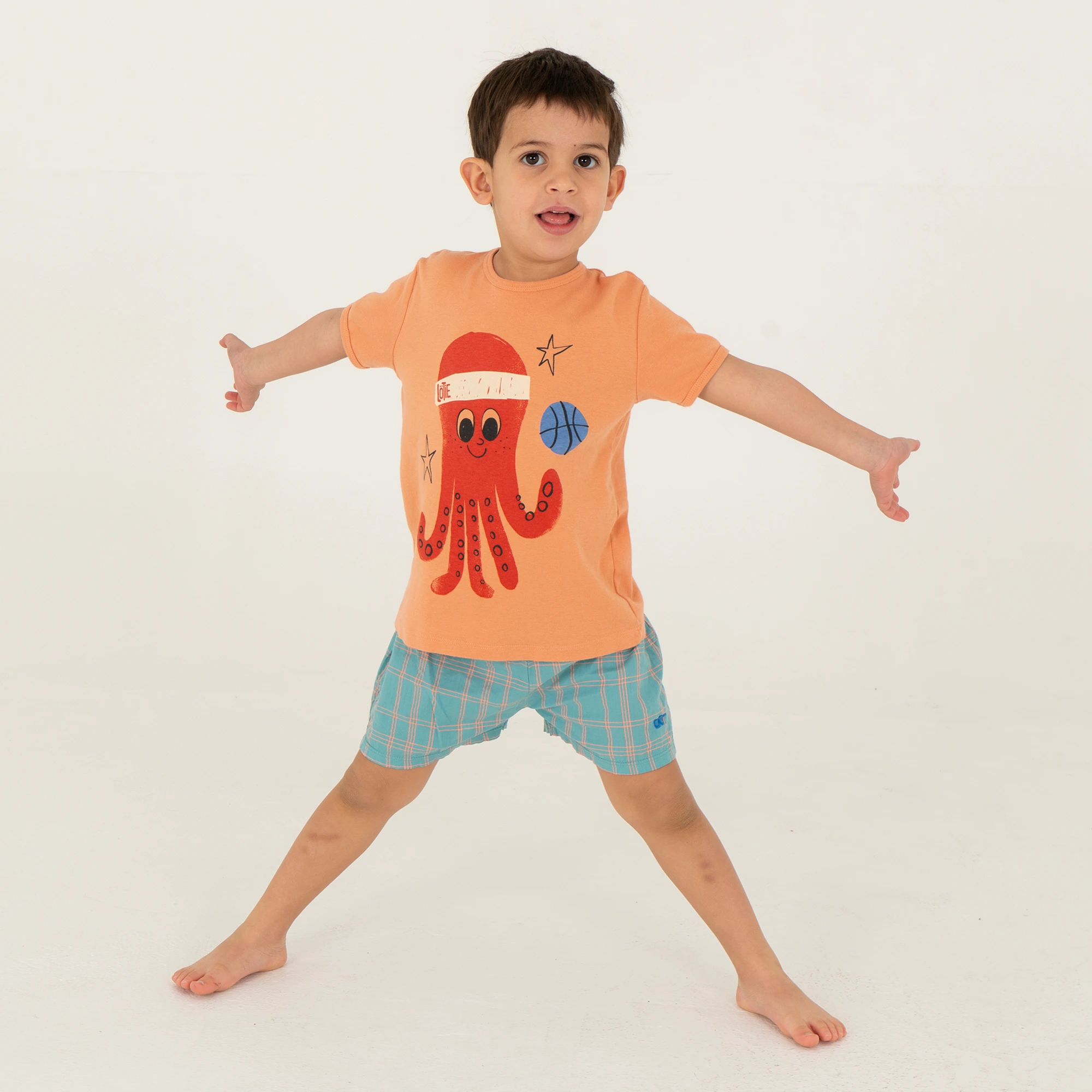 Lötie kids Retro T-shirt Octopus | Peach