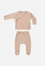 Quincy Mae Wikkeltop + broek set met voet | Blush