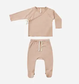 Quincy Mae Wikkeltop + broek set met voet | Blush