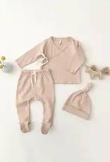 Quincy Mae Wikkeltop + broek set met voet | Blush