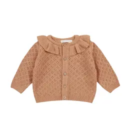 Quincy Mae Ruffle Collar Cardigan | Melon