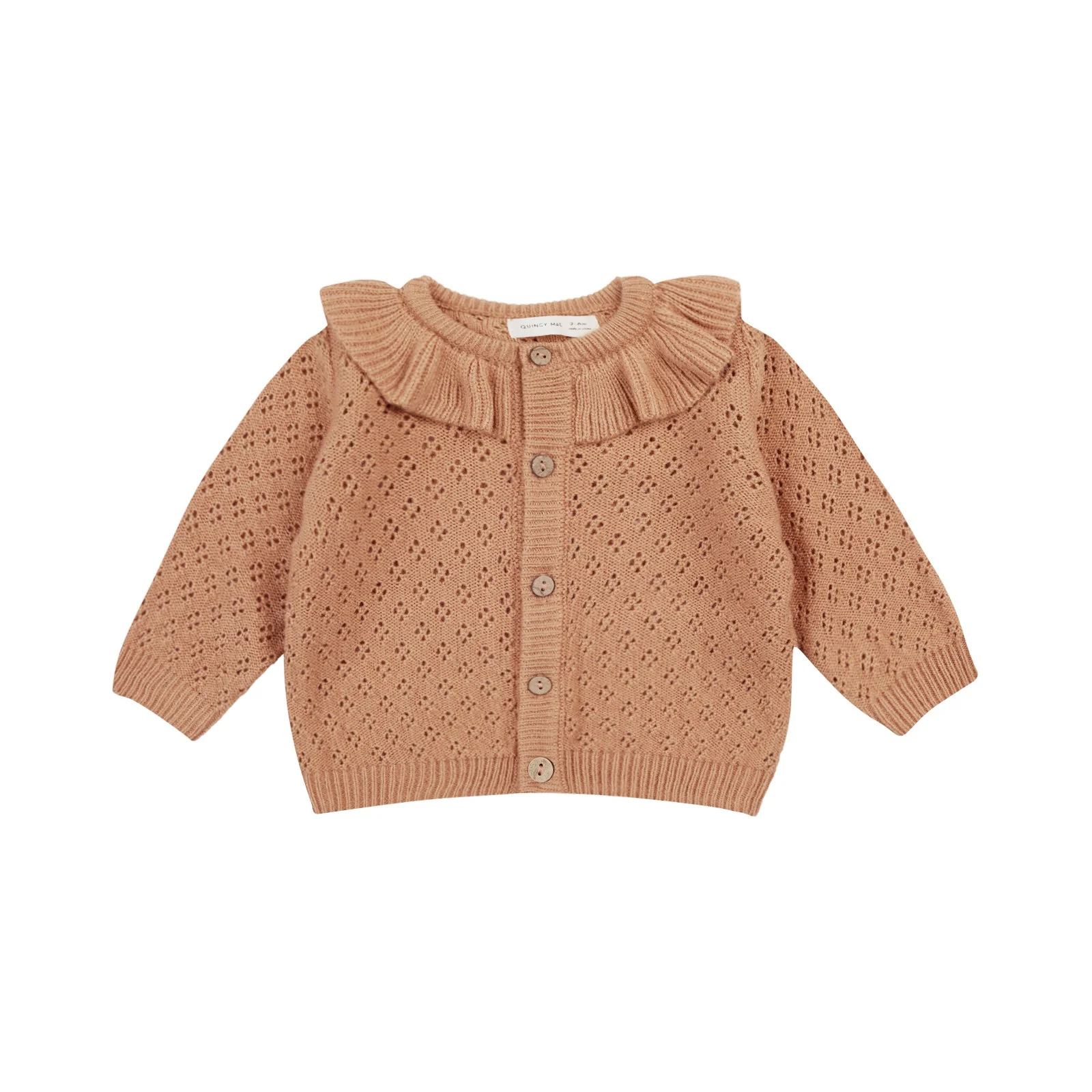 Quincy Mae Ruffle Collar Cardigan | Melon