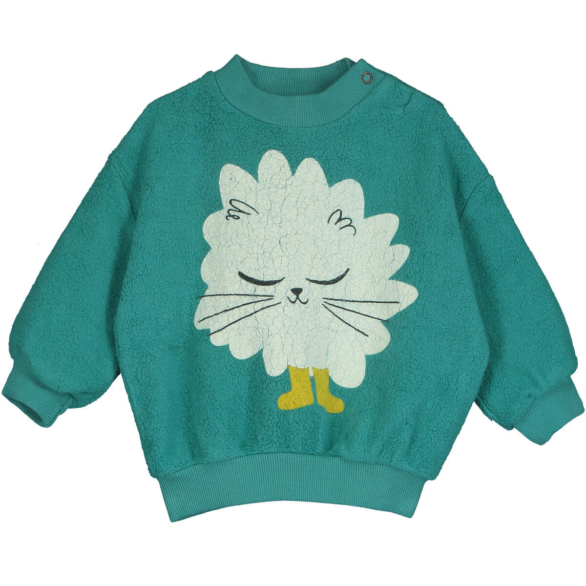 Lötie kids Teddy Baby Sweatshirt | Kitten In Boots Green