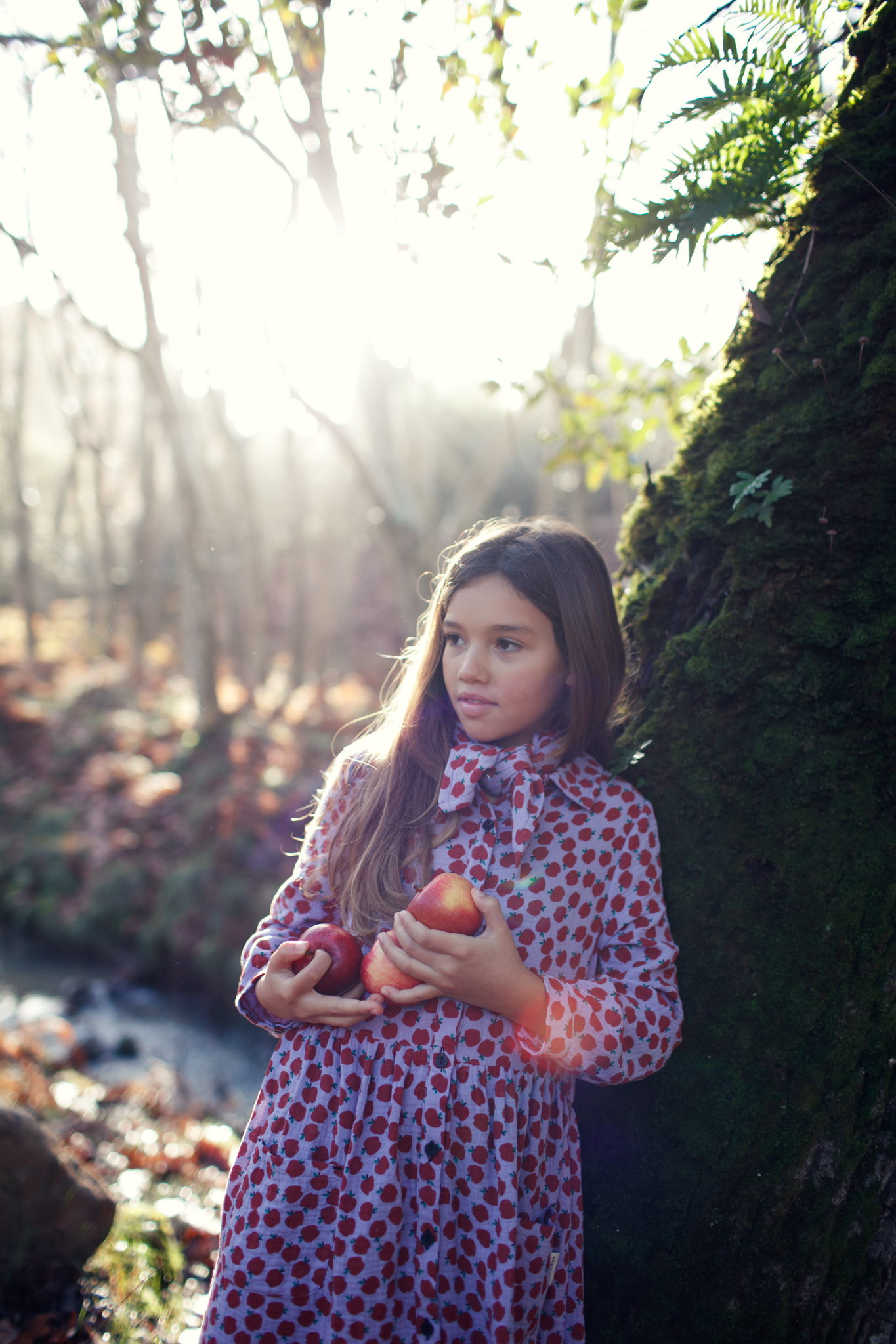 piupiuchick Long Dress | Lilac w/ Red Apples