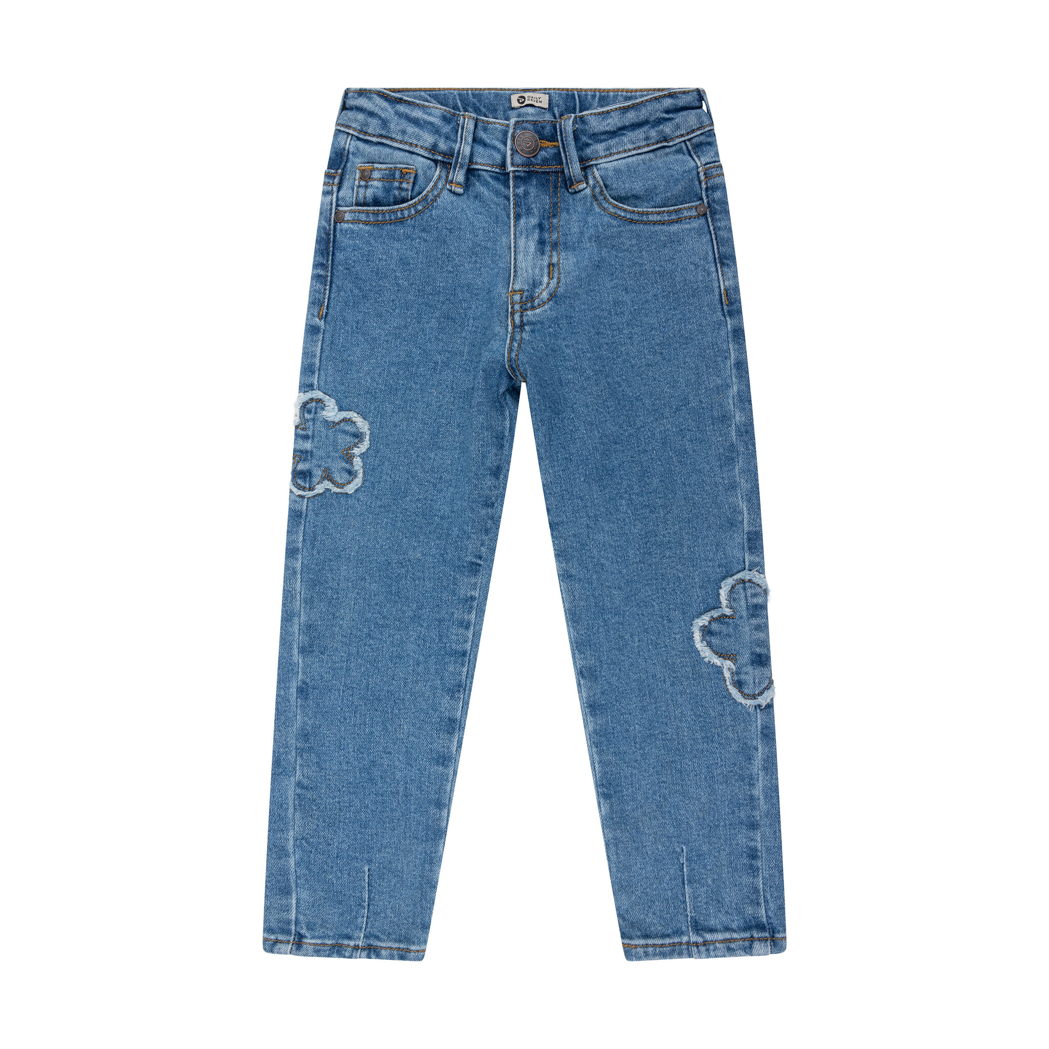 Daily Seven Ruby Mom Fit Patch Flower | Used Medium Denim