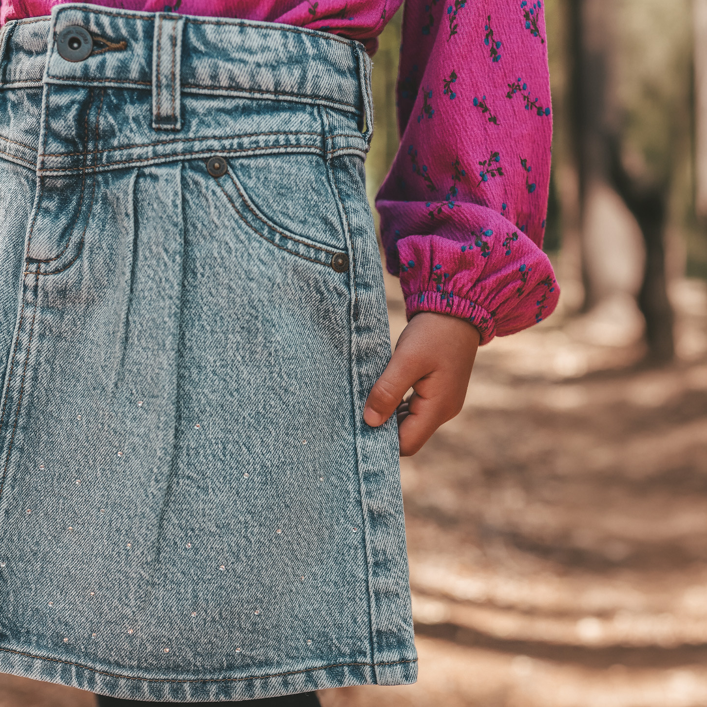 Your Wishes Stretch Denim Glitter Skirt | Sky Blue