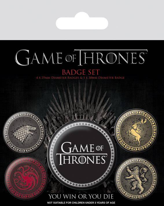 GAME OF THRONES PACK 5 BADGES THE FOUR GREAT HOUSES Fans
