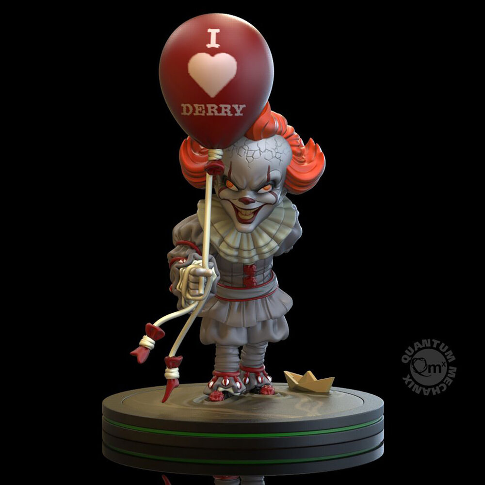 Quantum Mechanix IT: Pennywise 'I Heart Derry' Q-Fig PVC Statue Quantum Mechanix IT: Pennywise 'I Heart Derry' Q-Fig PVC Statue