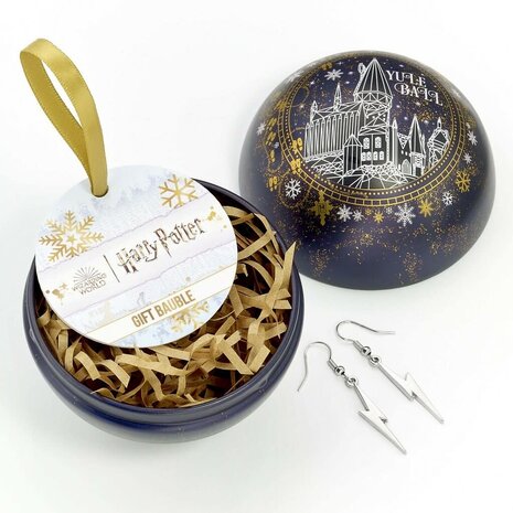 The Carat Shop Harry Potter: Yule Ball Blue Bauble with Lightning Bolt Drop Earrings The Carat Shop Harry Potter: Yule Ball Blue Bauble with Lightning Bolt Drop Earrings