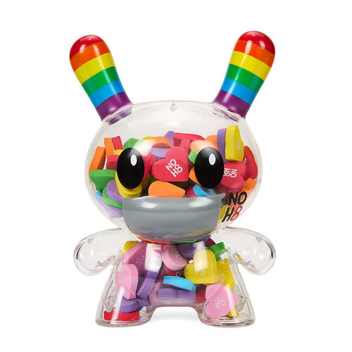 Kidrobot Dunny: Rainbow Clear Shell Dunny Filled with Hearts 8 inch Dunny Kidrobot Dunny: Rainbow Clear Shell Dunny Filled with Hearts 8 inch Dunny