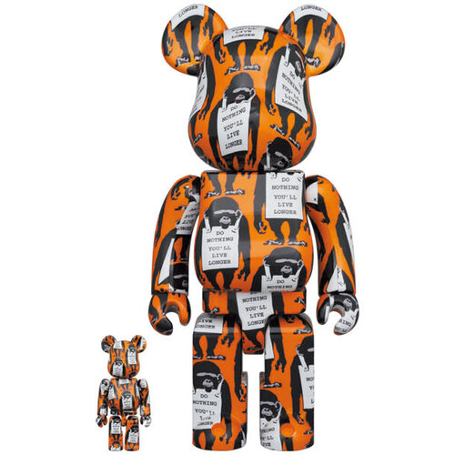 Medicom Toy Banksy: BE@RBRICK Monkey Sign 100% & 400% Figure Medicom Toy Banksy: BE@RBRICK Monkey Sign 100% & 400% Figure