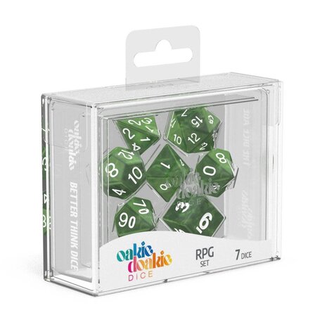 Oakie Doakie Dice Oakie Doakie Dice RPG Set Marble - Green (7) Oakie Doakie Dice Oakie Doakie Dice RPG Set Marble - Green (7)