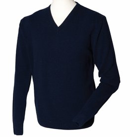 OA Mens Lambswool V-Neck Jumper Navy