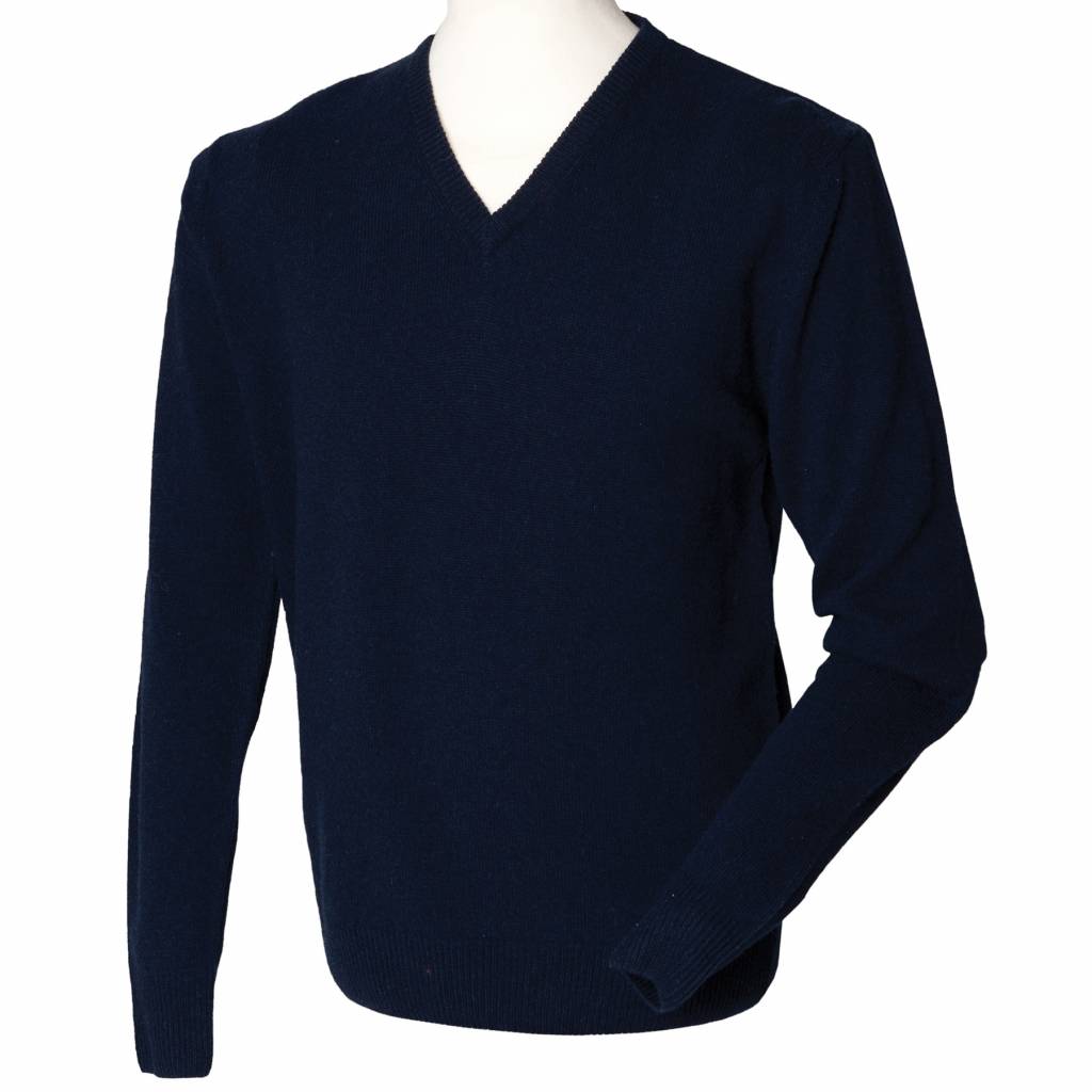 OA Mens Lambswool V-Neck Jumper Navy - Premium Force