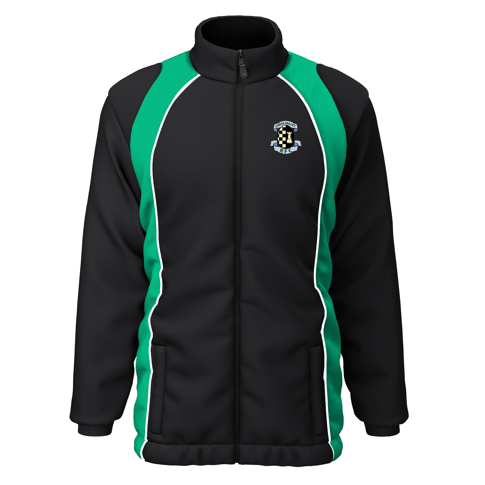 Chess Valley Adults Elite Showerproof Jacket Black/Green - Premium Force